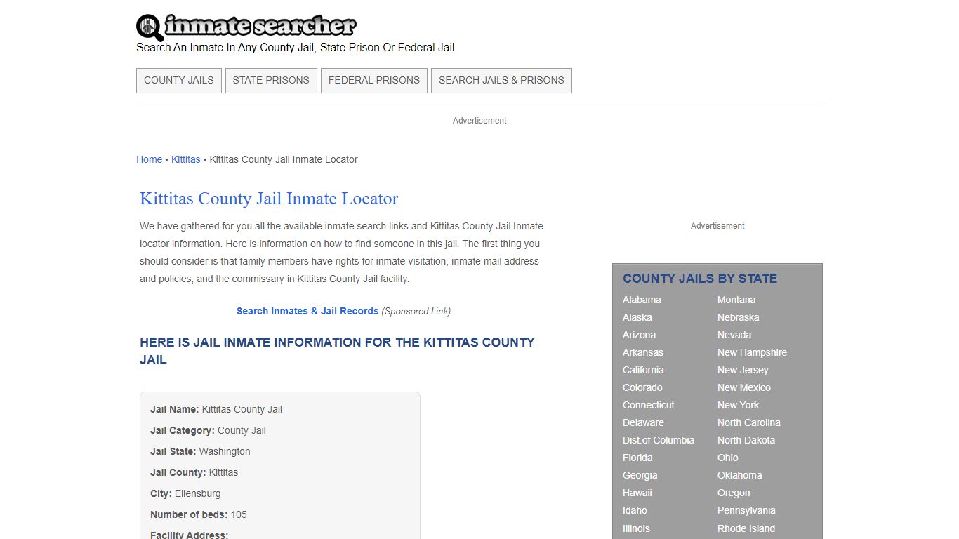 Kittitas County Jail Inmate Locator - Inmate Searcher