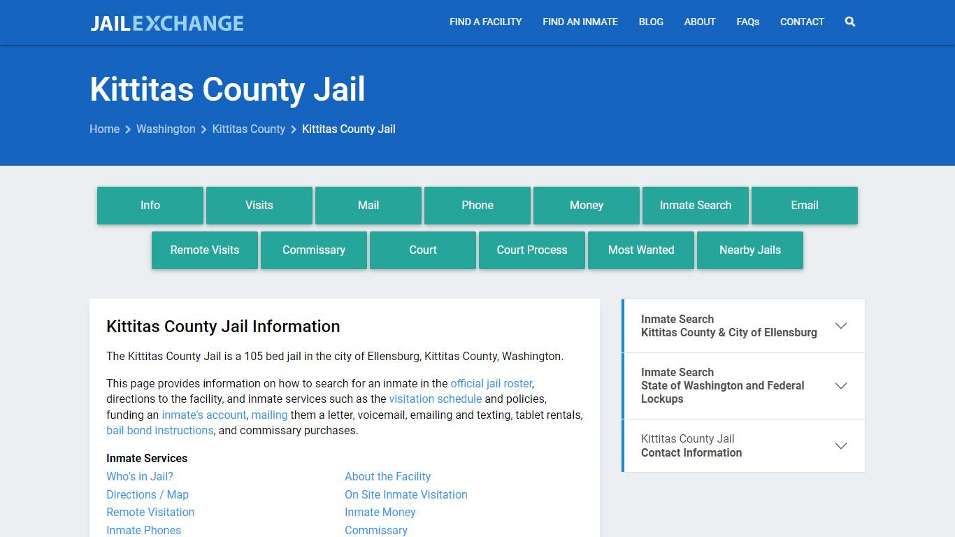 Kittitas County Jail, WA Inmate Search, Information